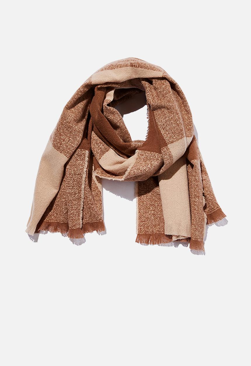 Rubi - Brady blanket scarf - oversized check neutral