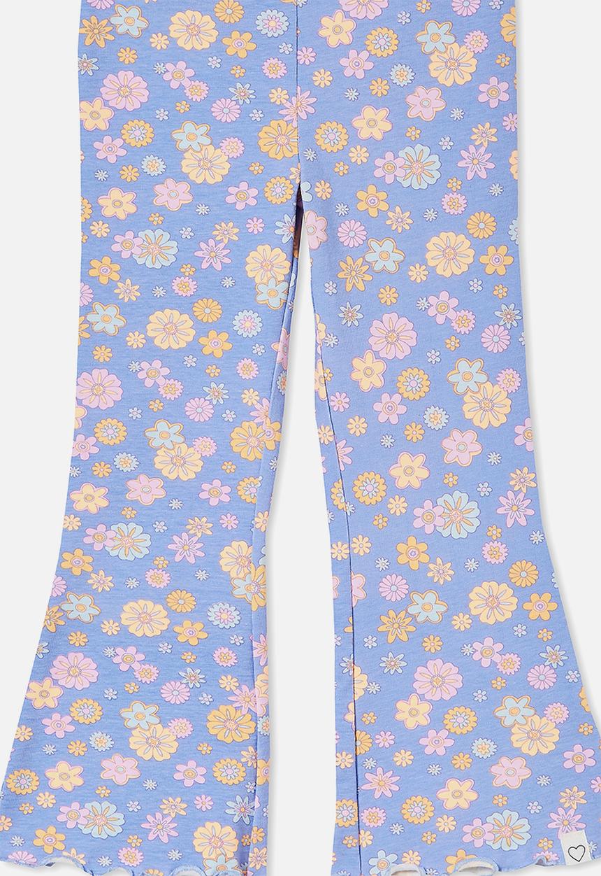 Cotton On - Francine flare pant - violet surf/wanda mini ditzy