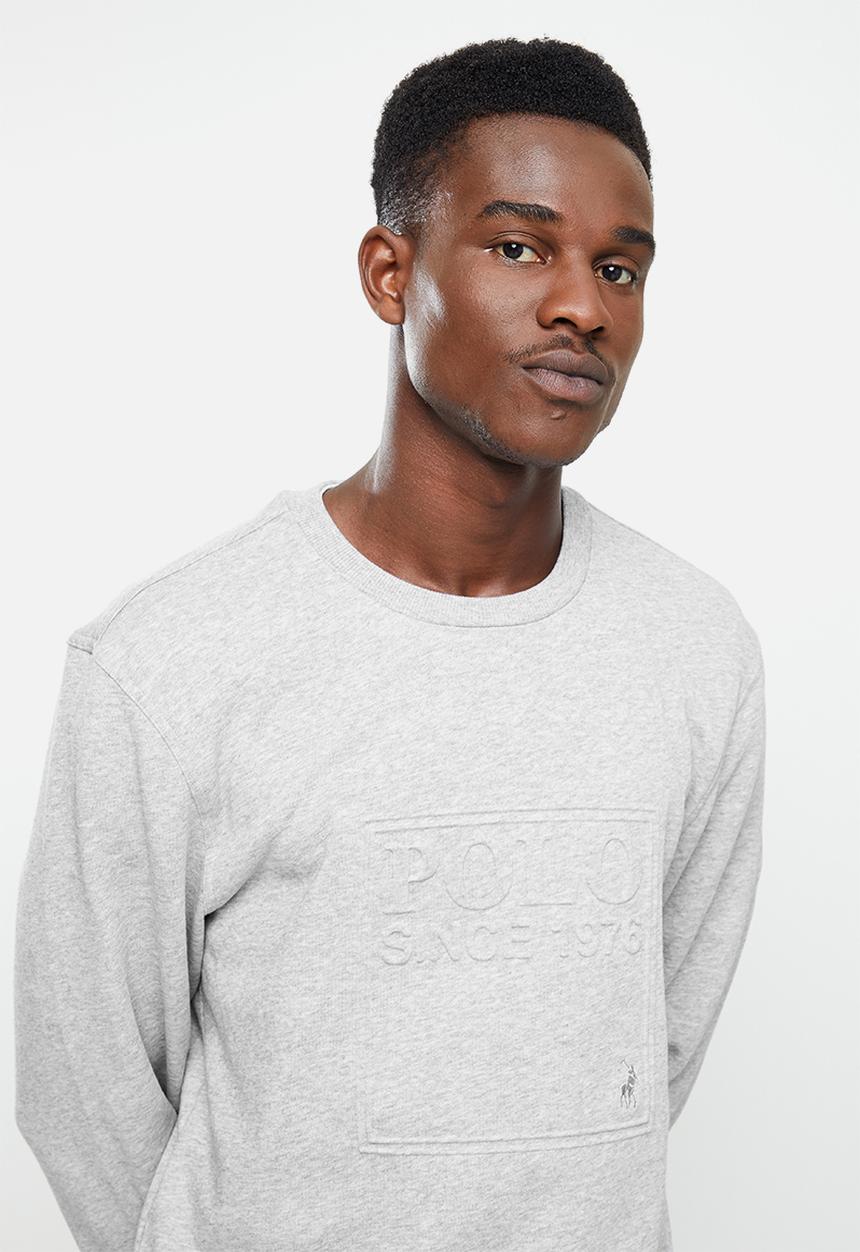 POLO - Men crew embossed sweat - grey mel