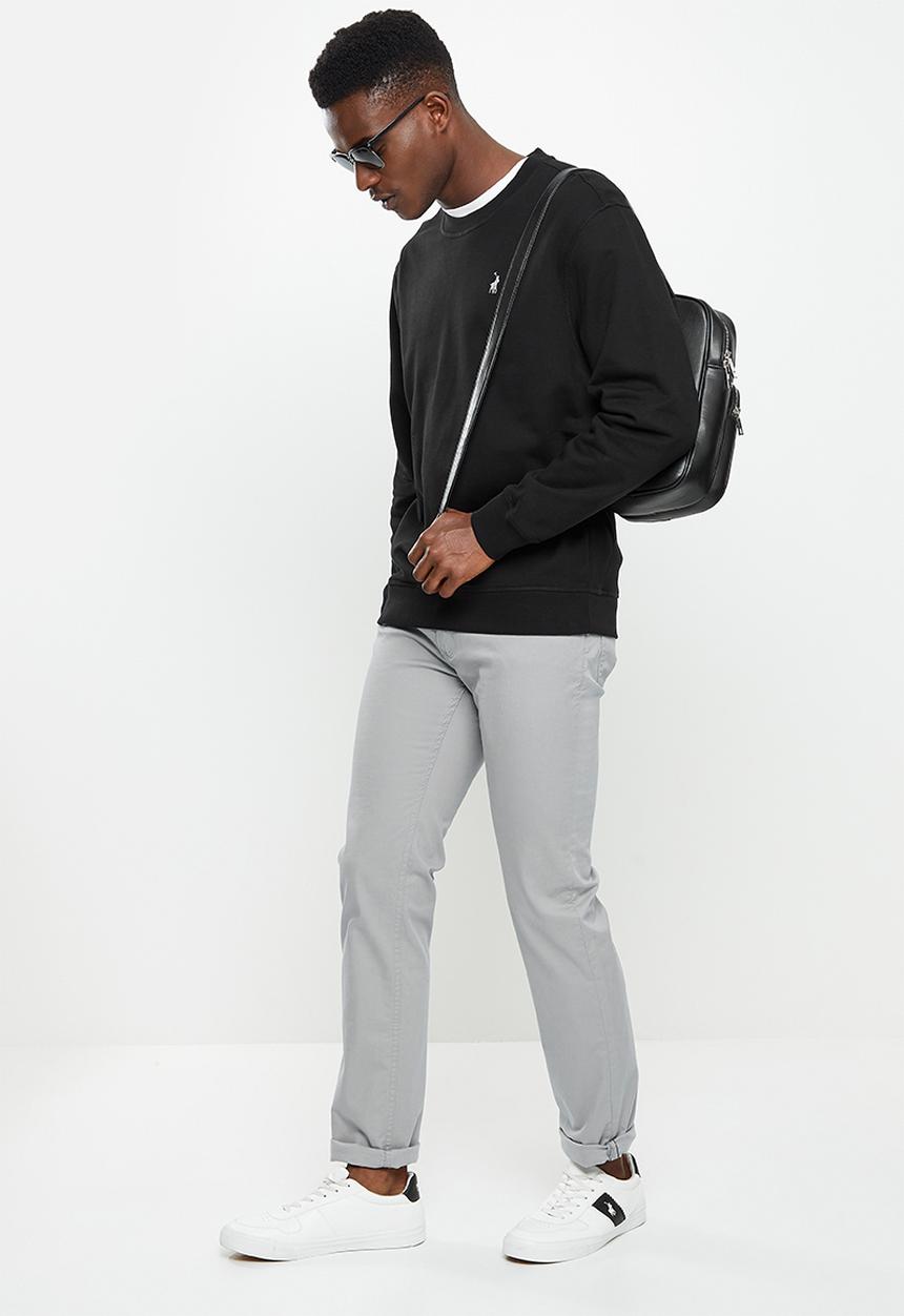 POLO - Men crew fleece sweat - black
