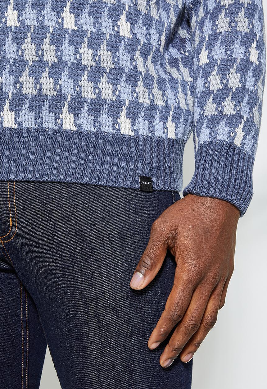 Superbalist - Check pattern crew knit - blue 