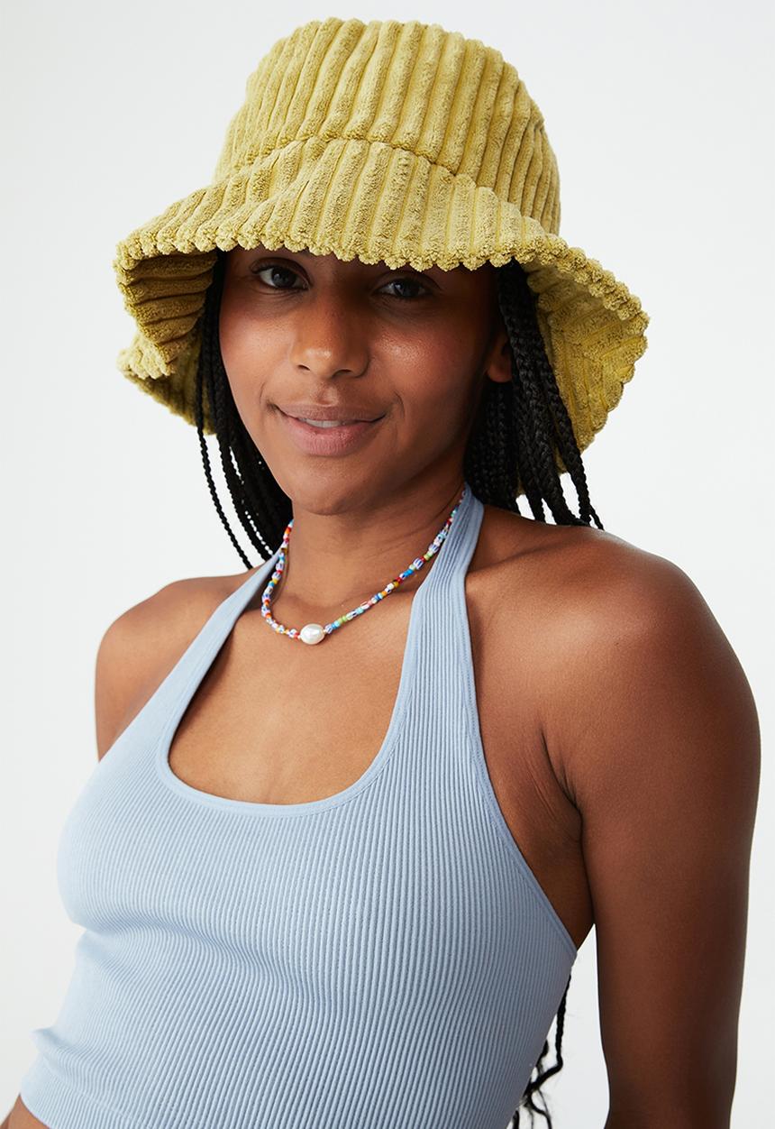 Rubi - Bianca textured bucket hat - green cord
