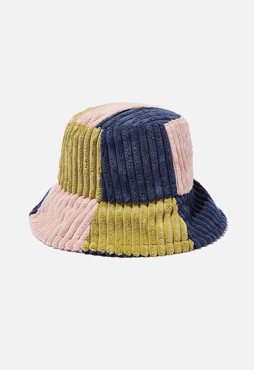 Rubi - Bianca textured bucket hat - patchwork cord green mix