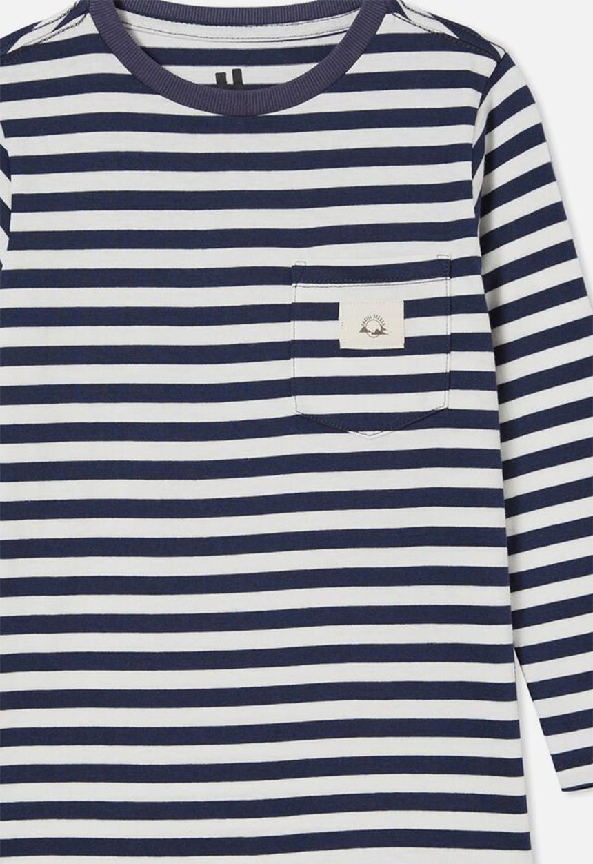 Cotton On - Core long sleeve tee - navy & white
