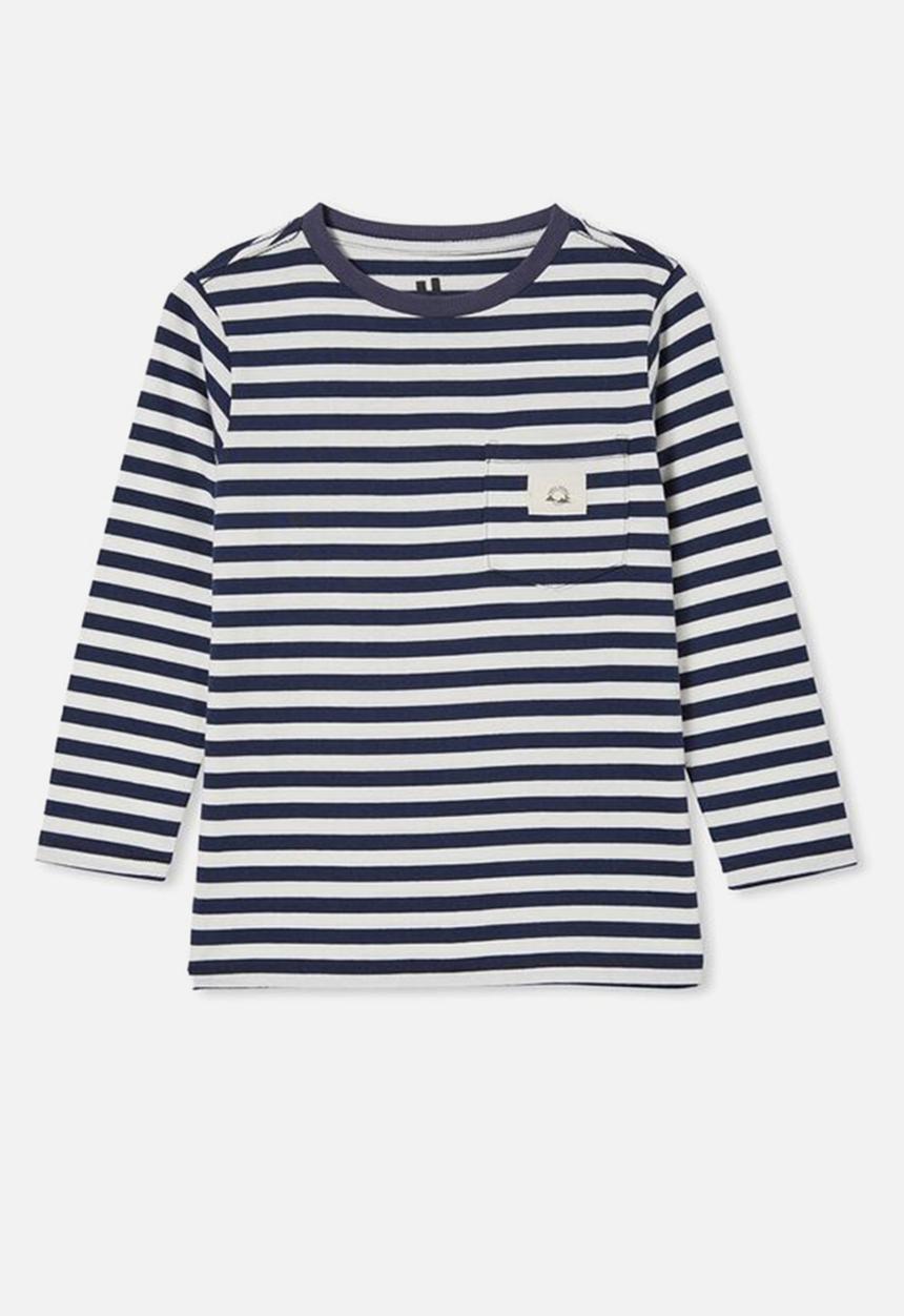 Cotton On - Core long sleeve tee - navy & white