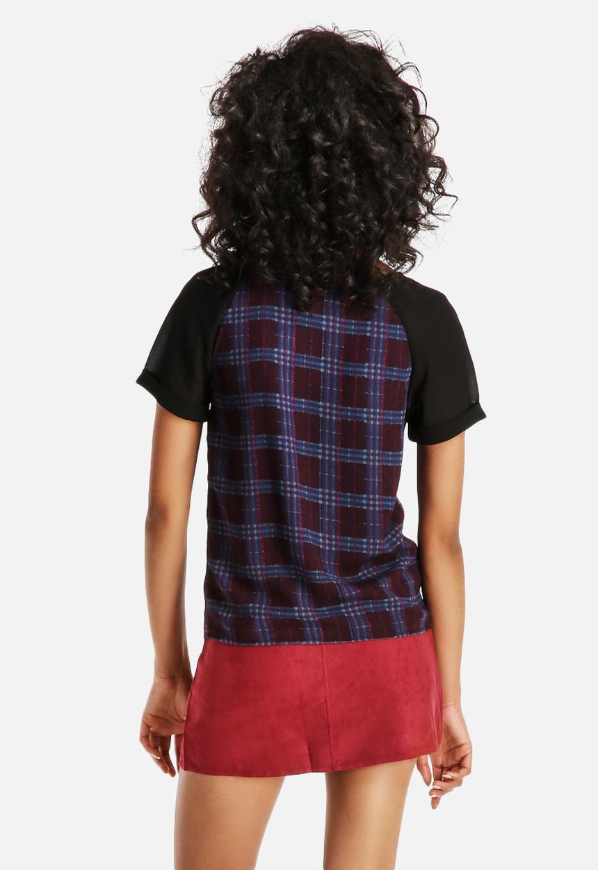 Neon Rose - Check Printed Tee