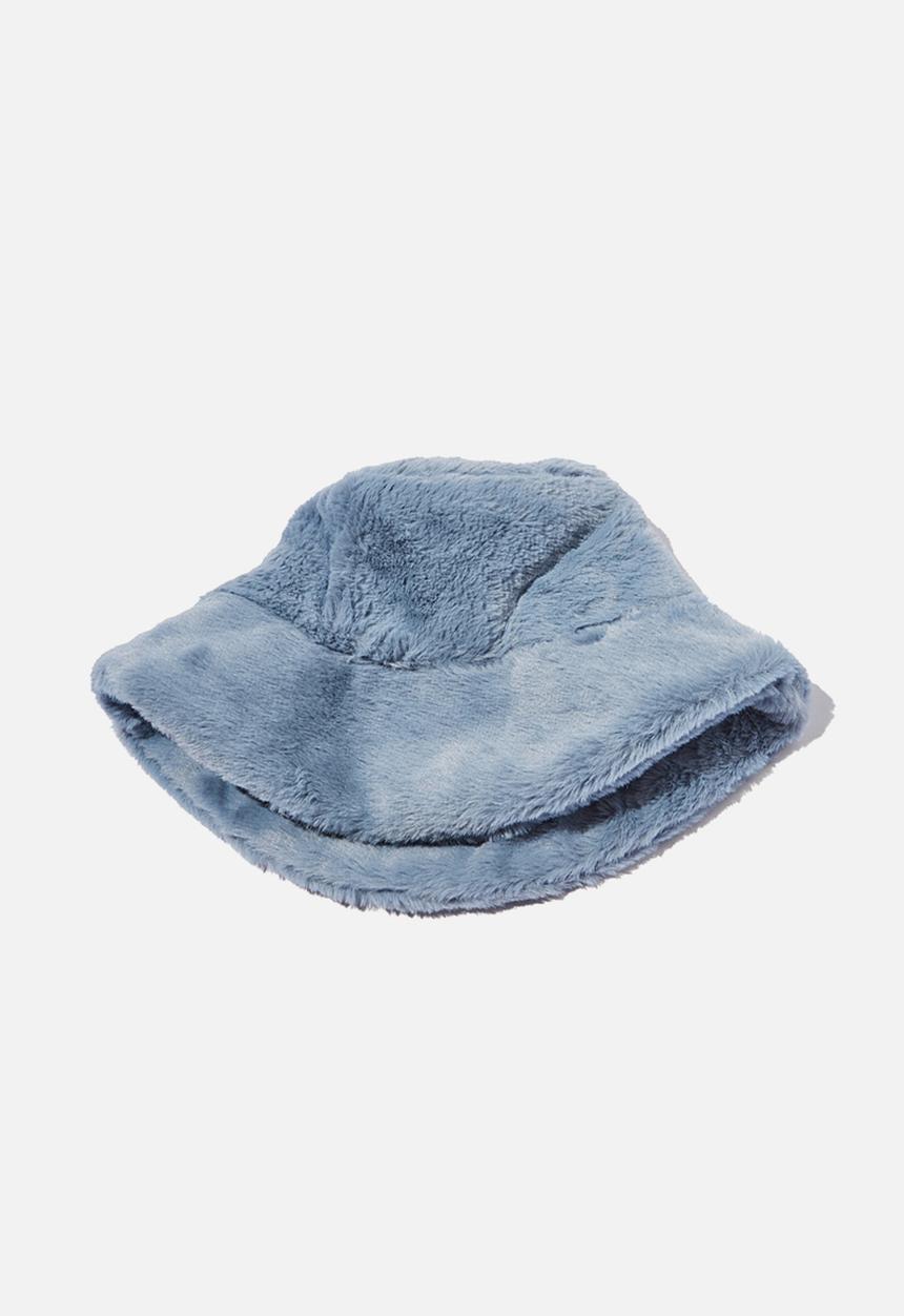 Rubi - Bianca textured bucket hat - blue fluffy
