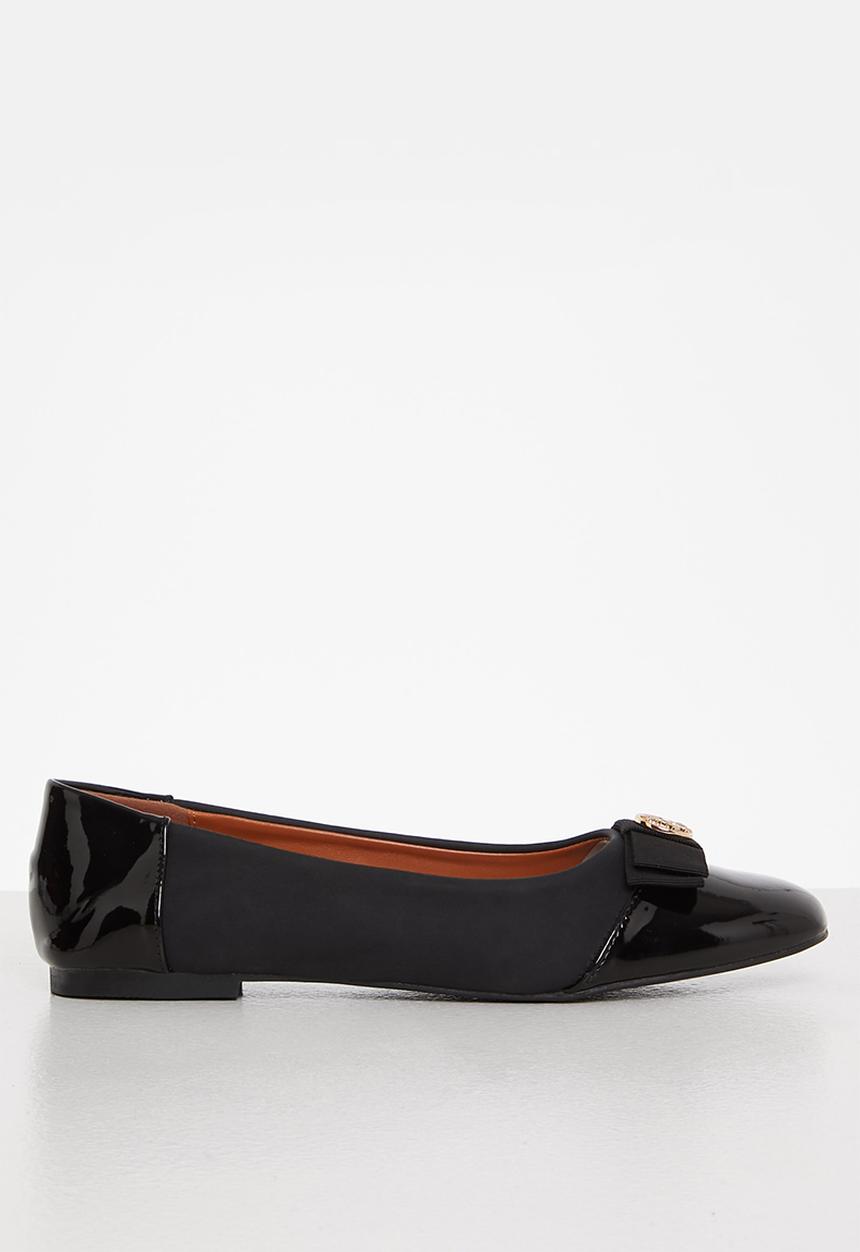 POLO - Bow faux suede pump - black