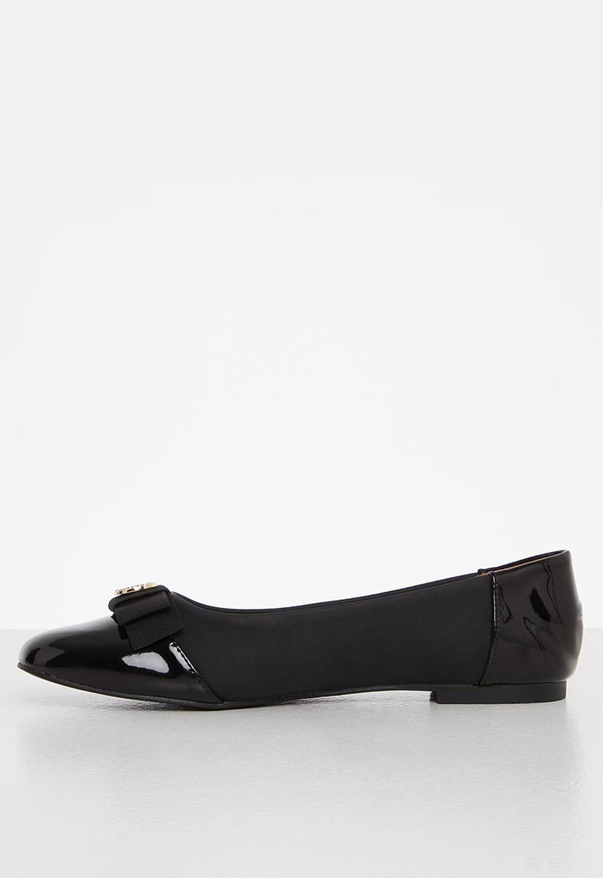 POLO - Bow faux suede pump - black