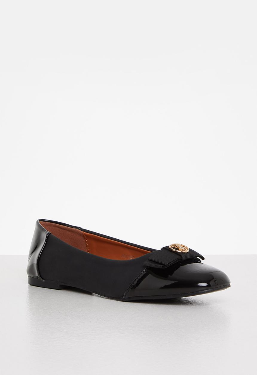 POLO - Bow faux suede pump - black