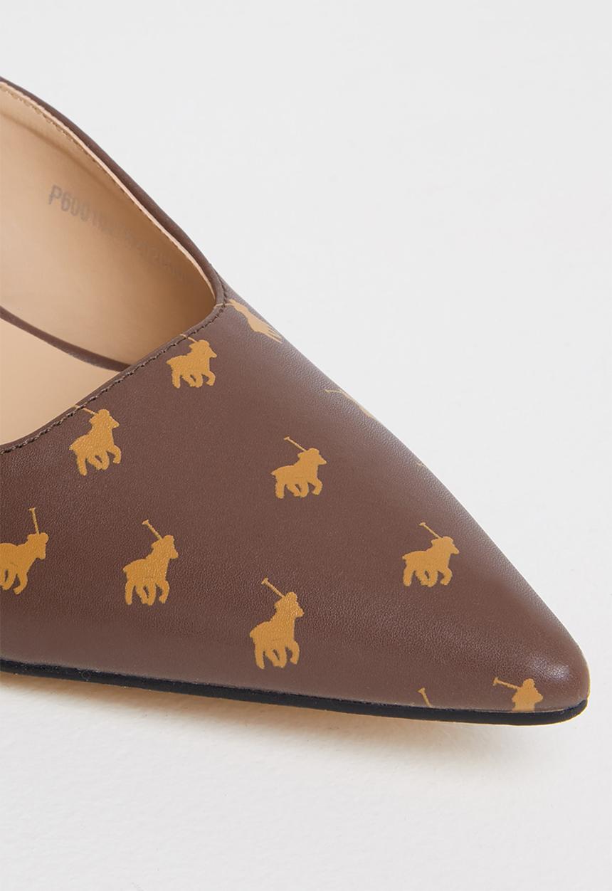 POLO - Monogram sling back - brown