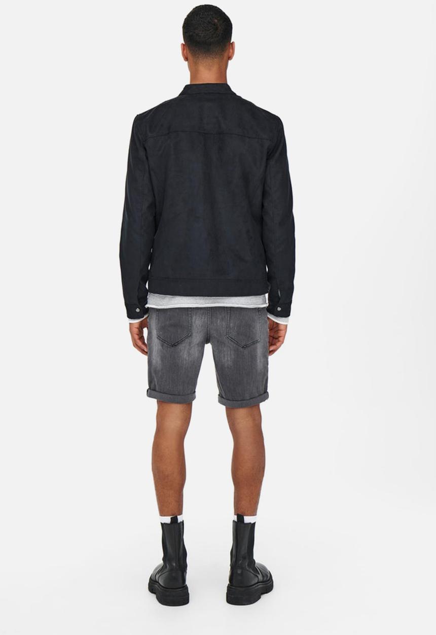 Only & Sons - Willow fake suede jacket - black