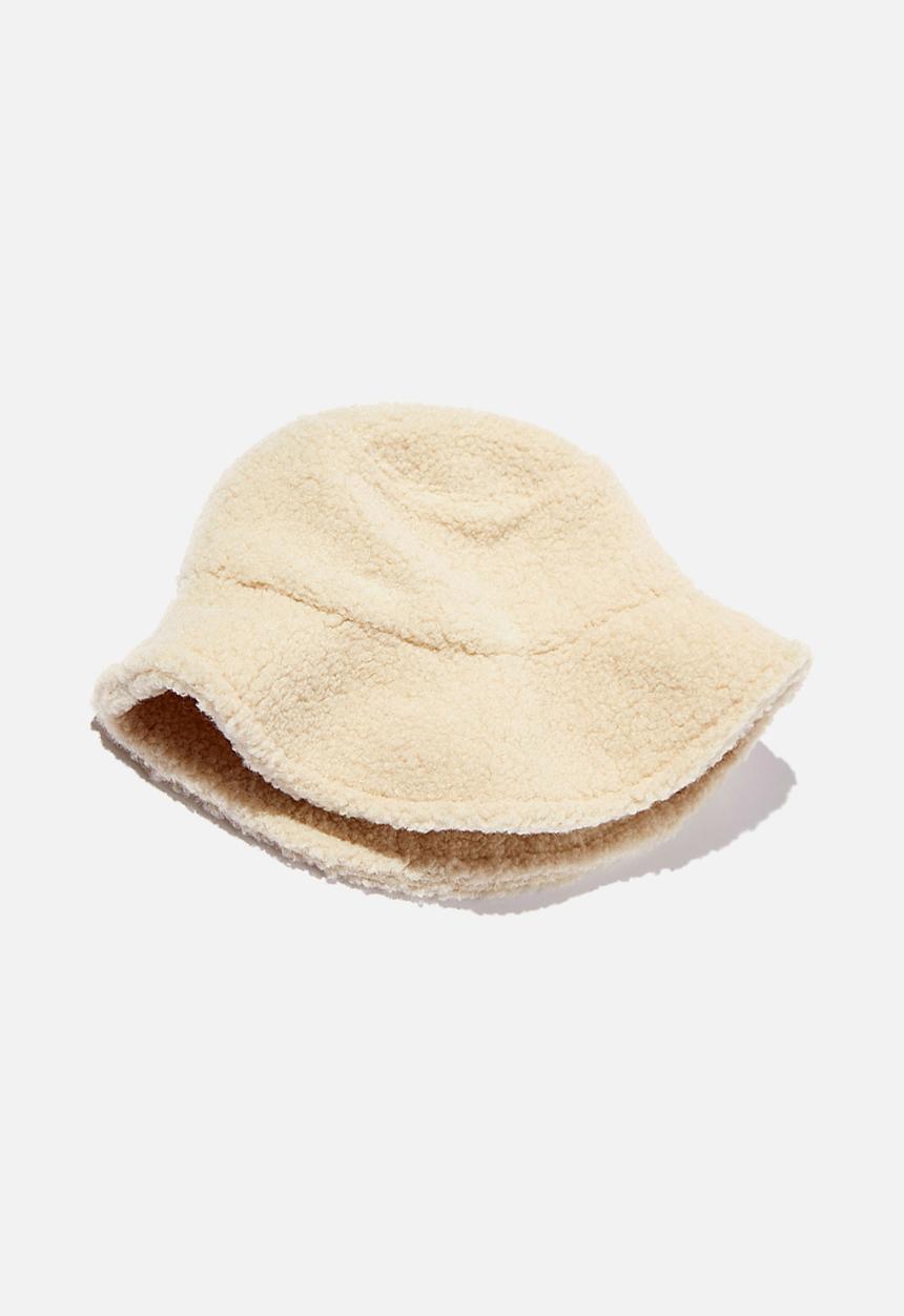 Rubi - Bianca textured bucket hat - ecru sherpa