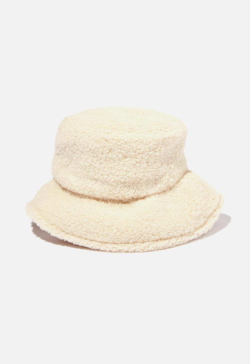 Rubi - Bianca textured bucket hat - ecru sherpa