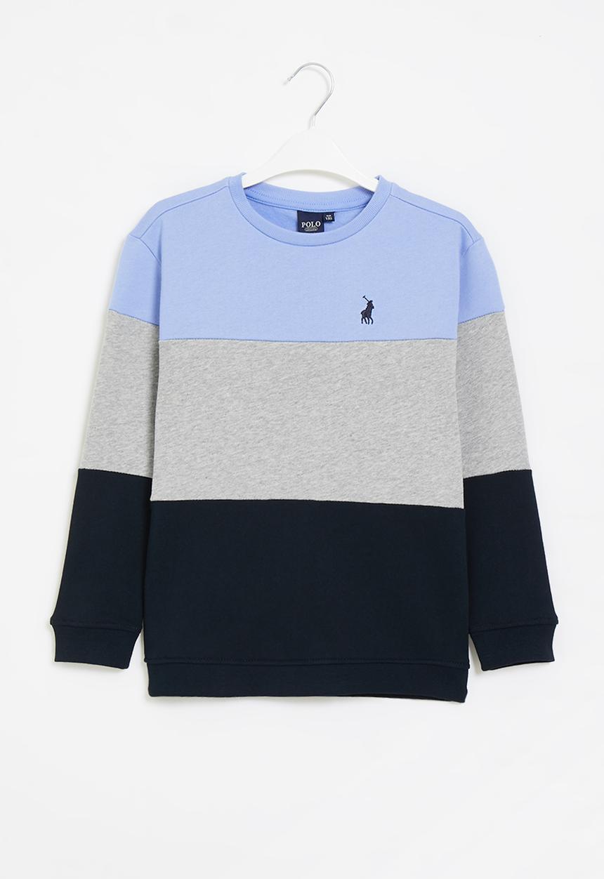 POLO - Boys colour blocked crew neck sweater - light blue