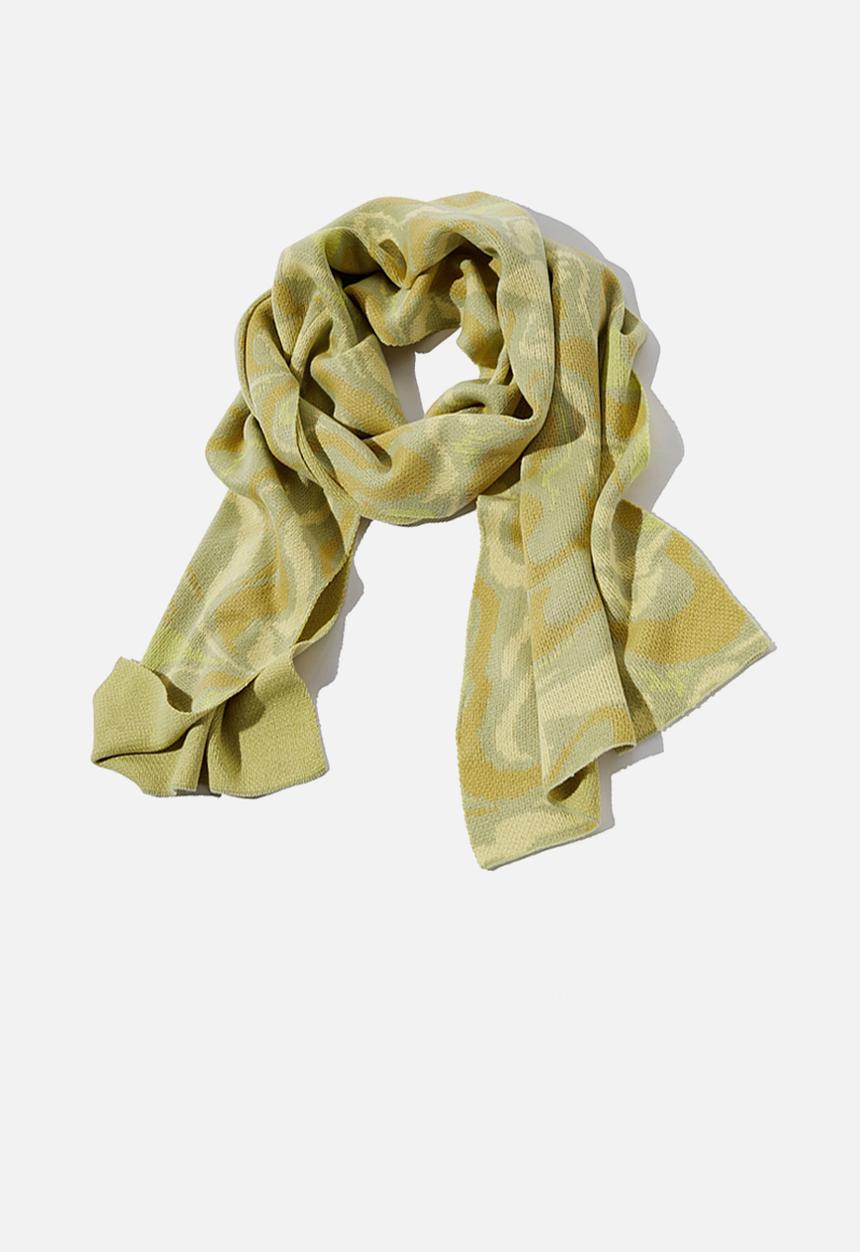 Rubi - Jacquard knit scarf - waldo warped clean green