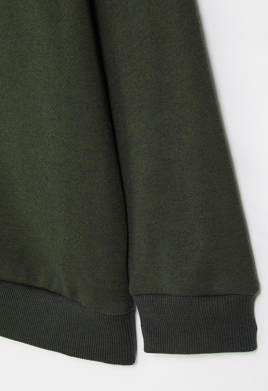 POLO - Boys high neck crested sweater - olive