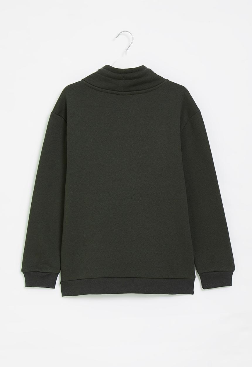 POLO - Boys high neck crested sweater - olive