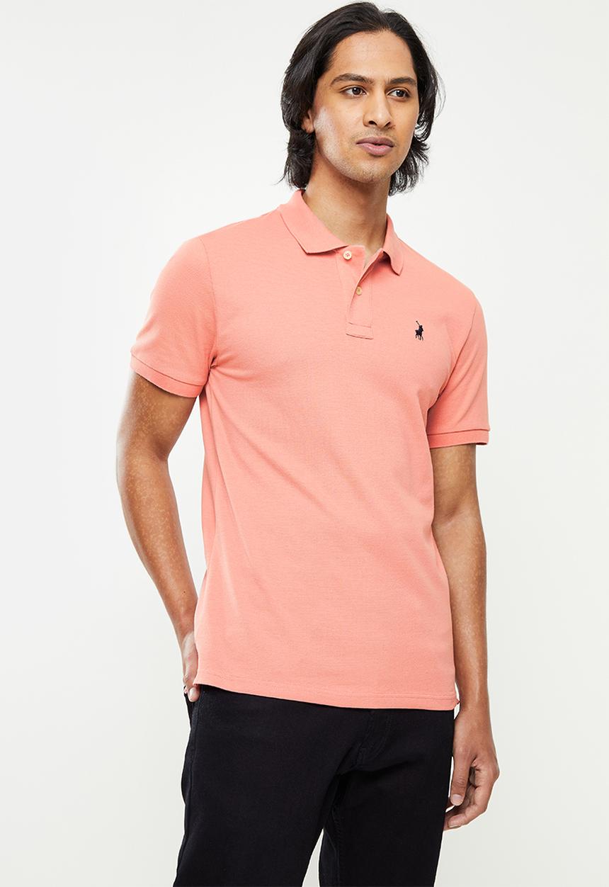 POLO - Mens plain pique short sleeve golfer - pink