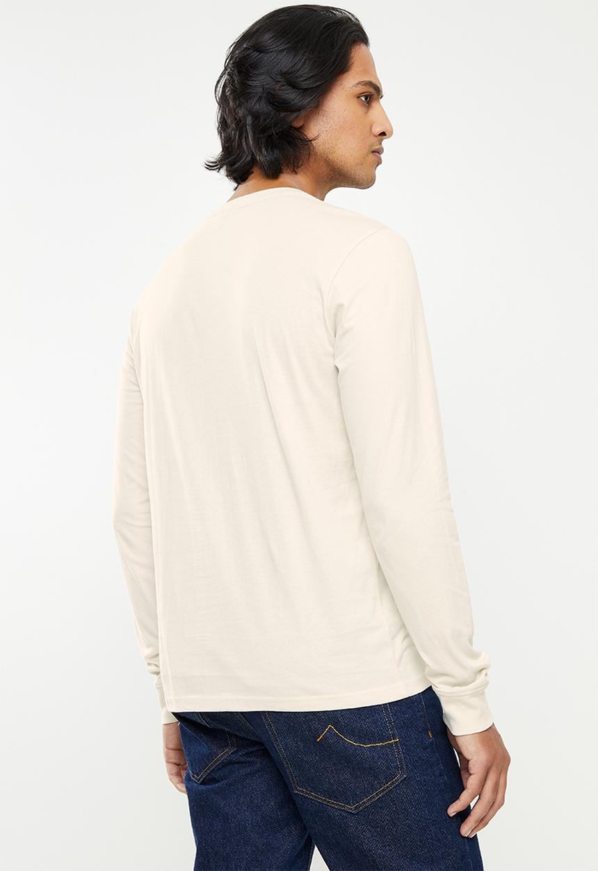 POLO - Men embossed long sleeve tee - stone