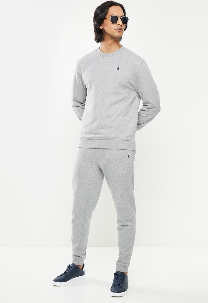 POLO - Men Crew Fleece Sweatshirt - Grey Melange