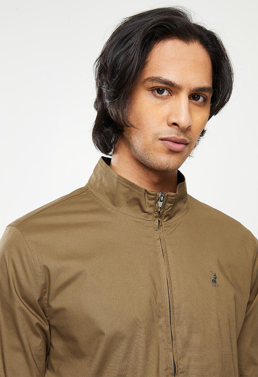 POLO - Mns funnel harrington jacket - taupe