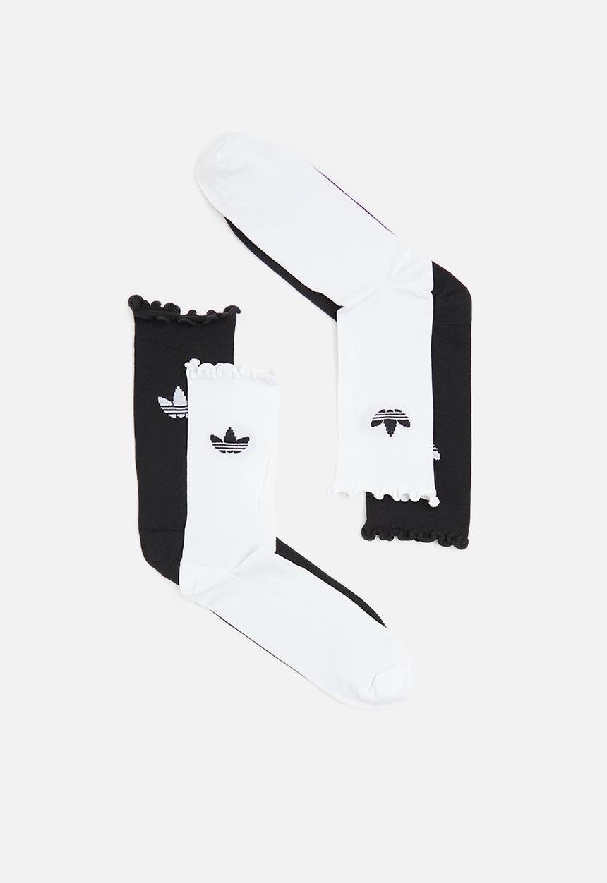 adidas Originals - Ruffle crew 2 pack socks for her - white & black