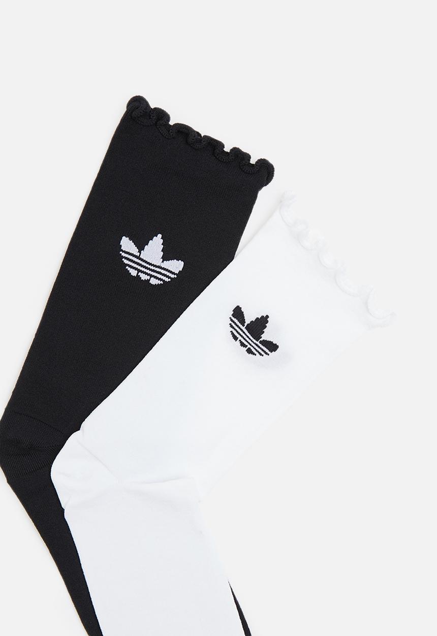 adidas Originals - Ruffle crew 2 pack socks for her - white & black