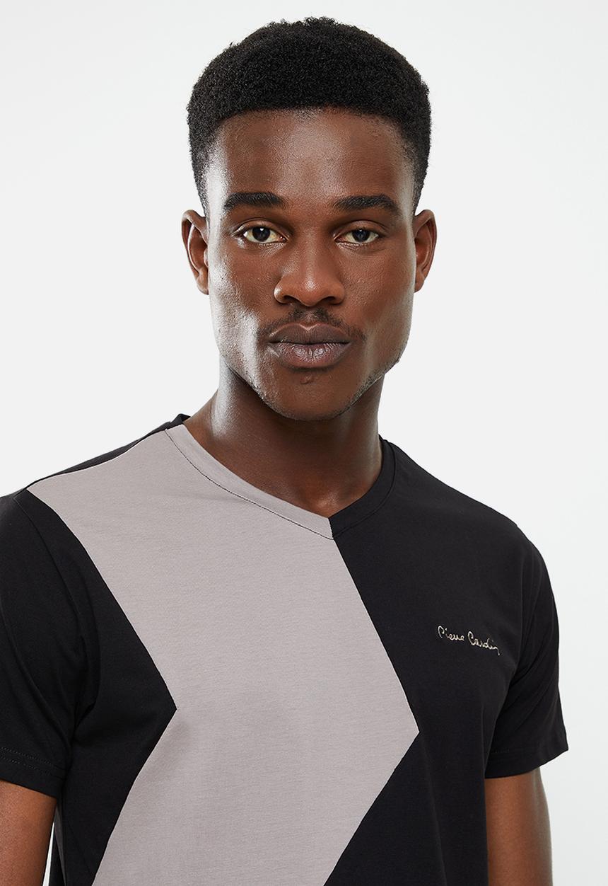 Pierre Cardin - PC Charlie Stretch Blocked Tee - Black & stone