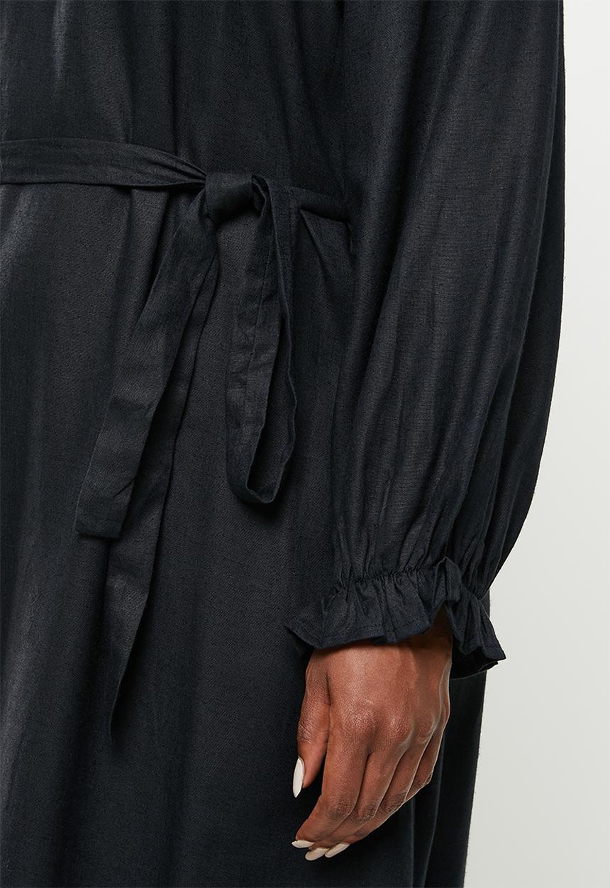 AMANDA LAIRD CHERRY - Plus spion dress - black slub weave