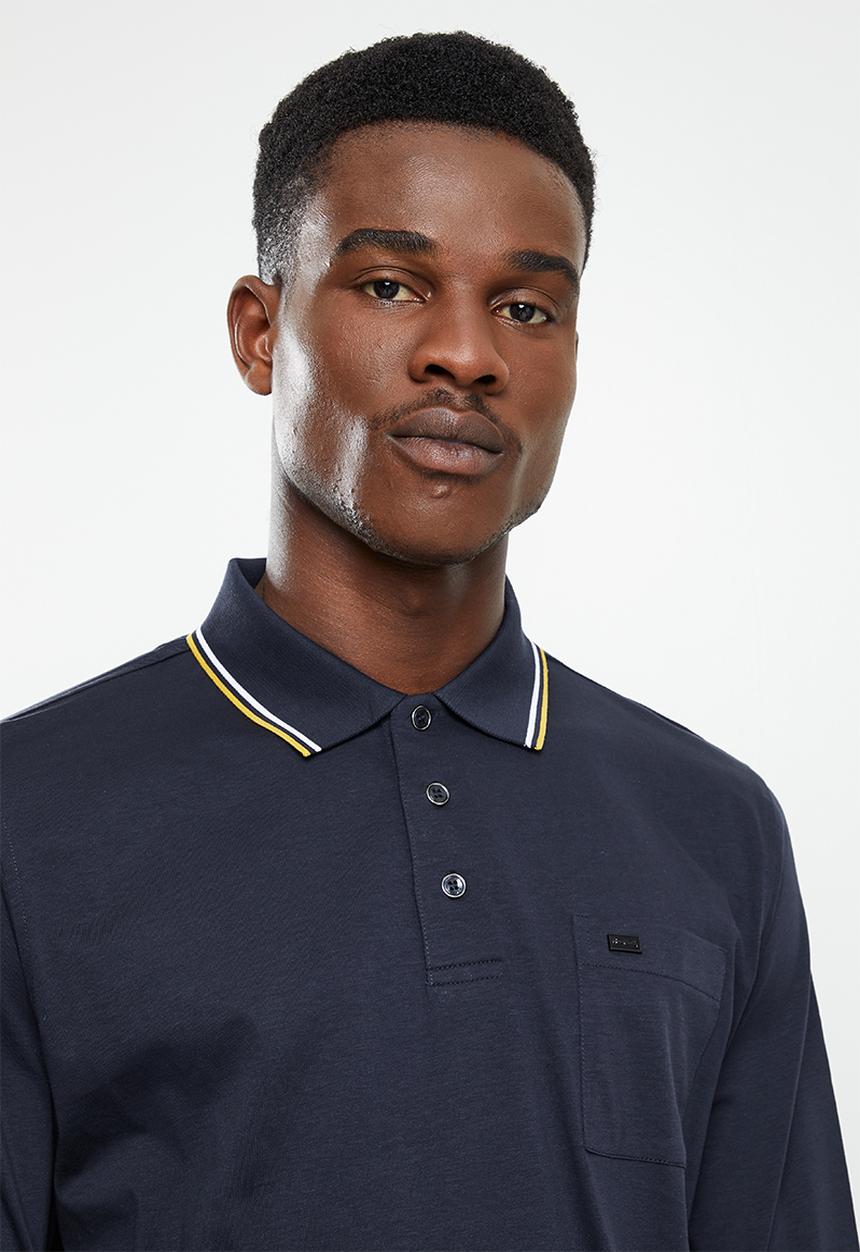 Pierre Cardin - PC Mercerized  200  long sleeve Soft Golfer - Navy