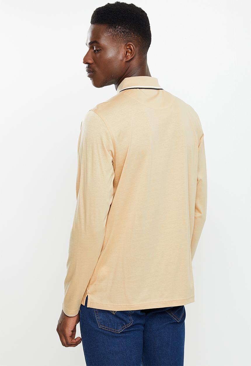 Pierre Cardin - PC Mercerized  200  long sleeve Soft Golfer  - Stone