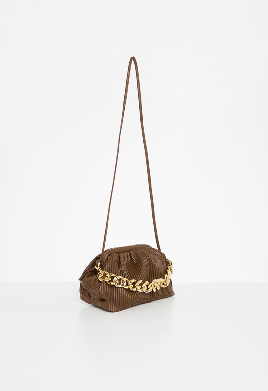 SISSY BOY - Pleated chain bag - choc