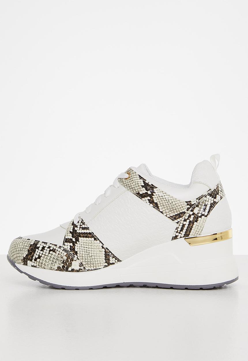 SISSY BOY - Wedge on repeat sneaker - white & brown 