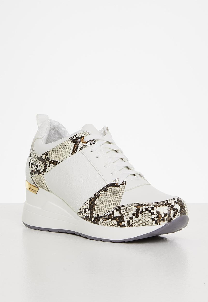 SISSY BOY - Wedge on repeat sneaker - white & brown 