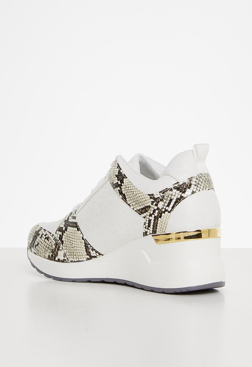 SISSY BOY - Wedge on repeat sneaker - white & brown 