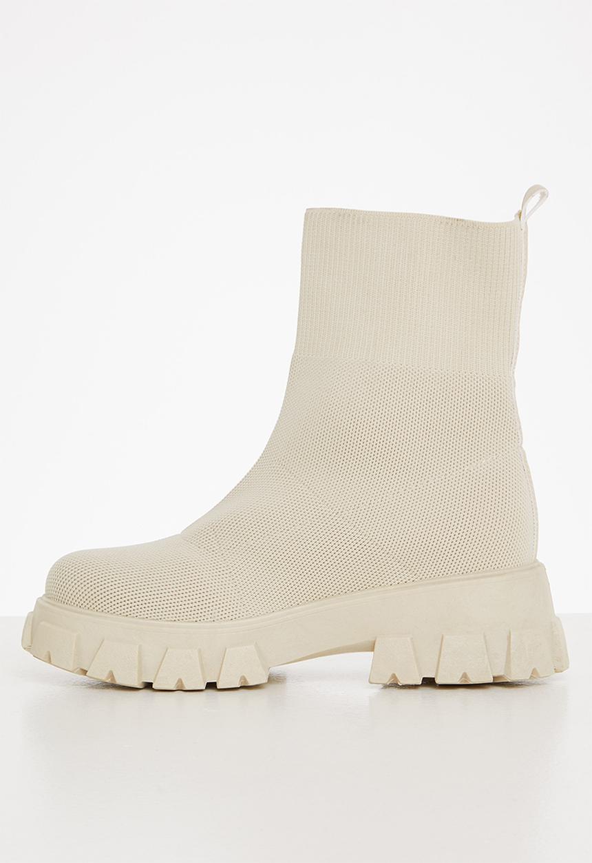 Plum - Sparkle chunky ankle boot - cream