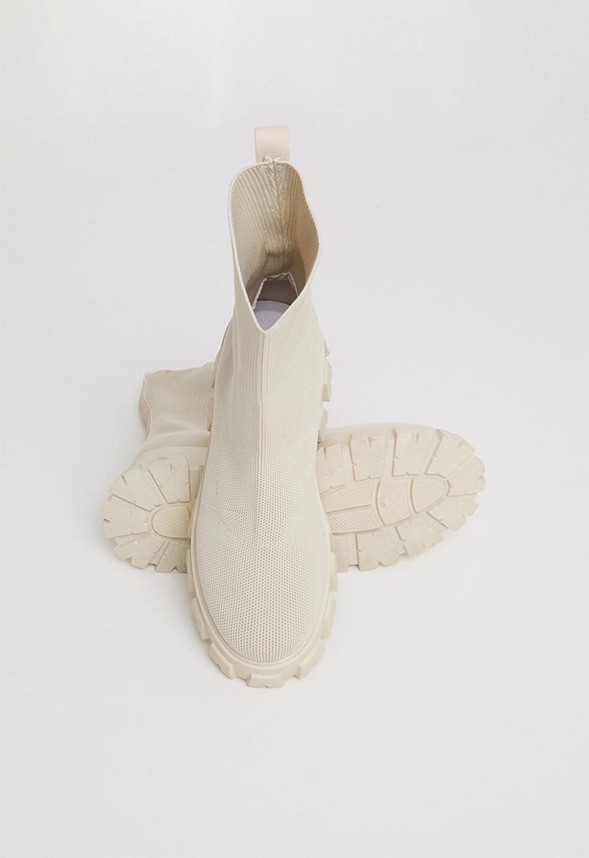 Plum - Sparkle chunky ankle boot - cream