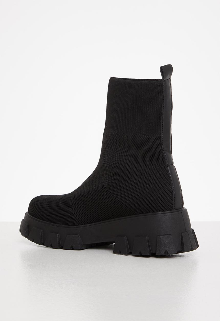 Plum - Sparkle chunky ankle boot - black