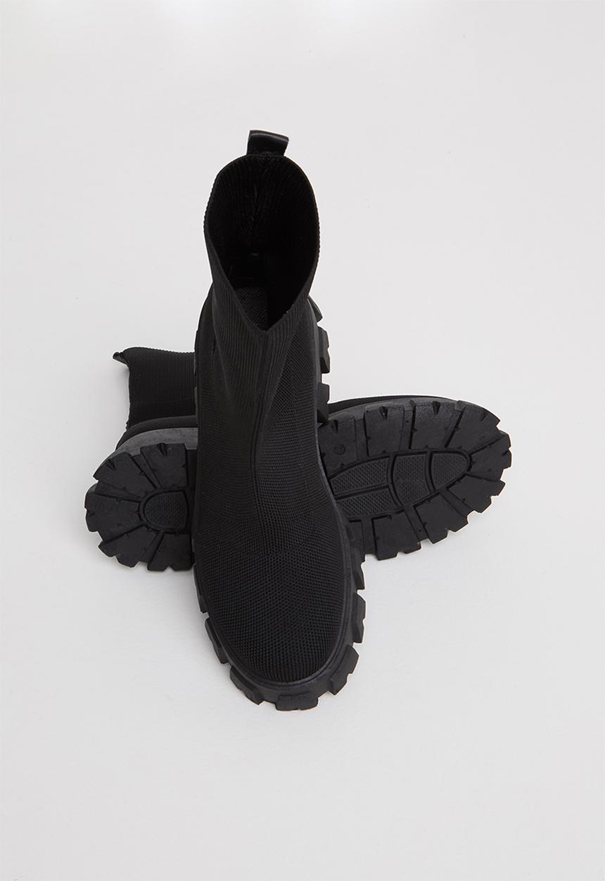 Plum - Sparkle chunky ankle boot - black