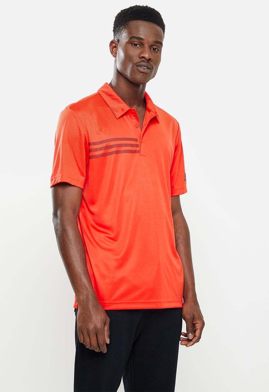 adidas Performance - adidas 3-Stripes Chest Golf Shirt - Blaze Orange