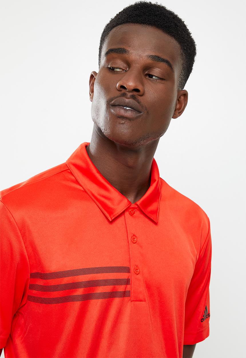 adidas Performance - adidas 3-Stripes Chest Golf Shirt - Blaze Orange