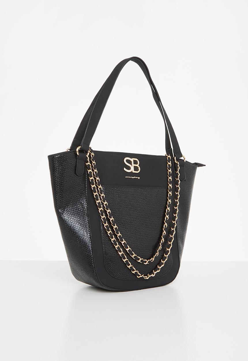 SISSY BOY - Fabric combo tote - black