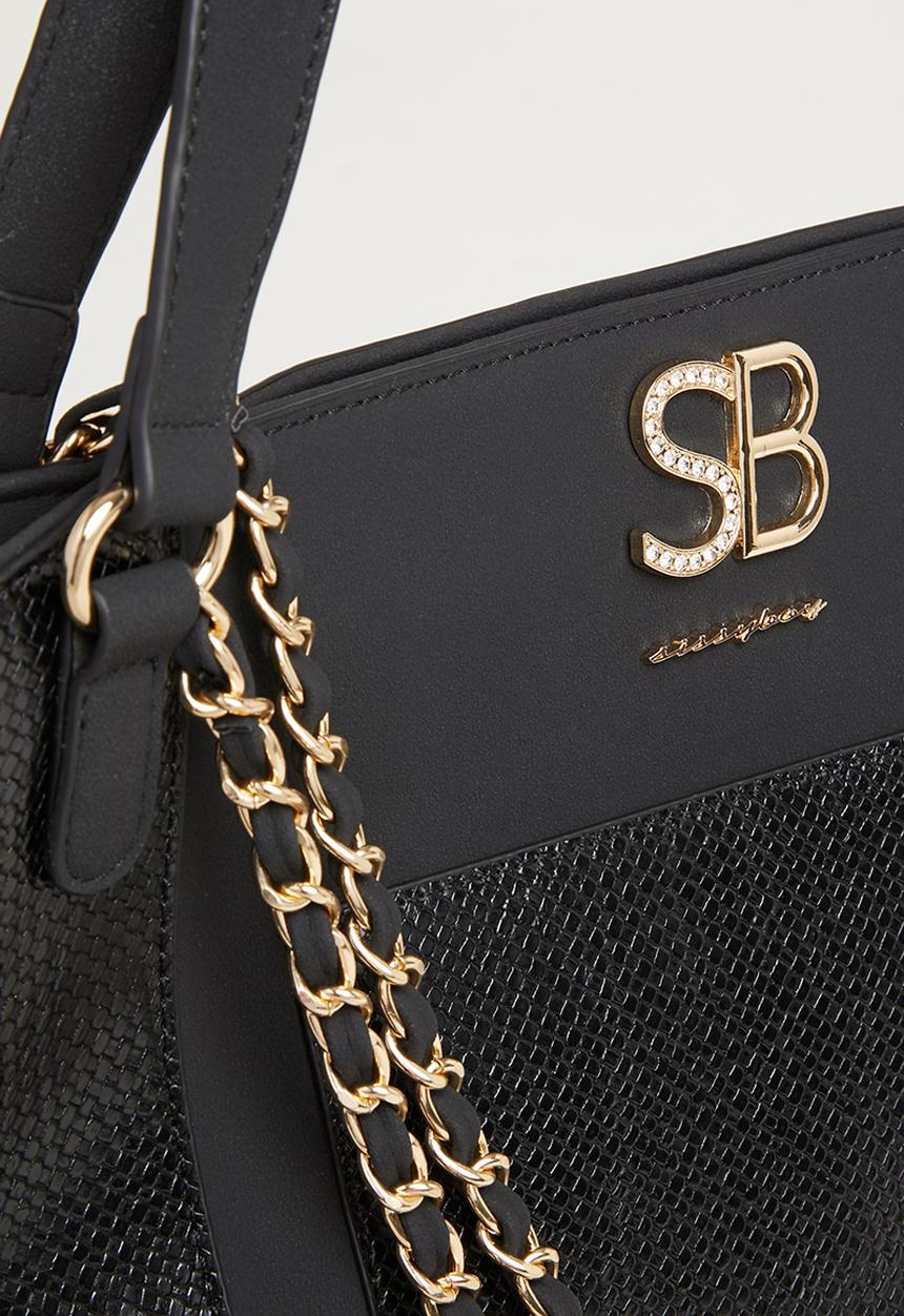 SISSY BOY - Fabric combo tote - black