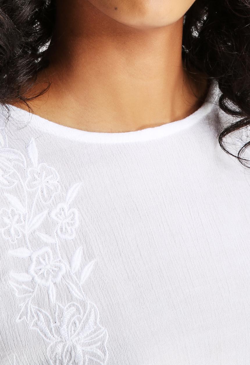 Neon Rose - Boho Floral Embroidered Tee