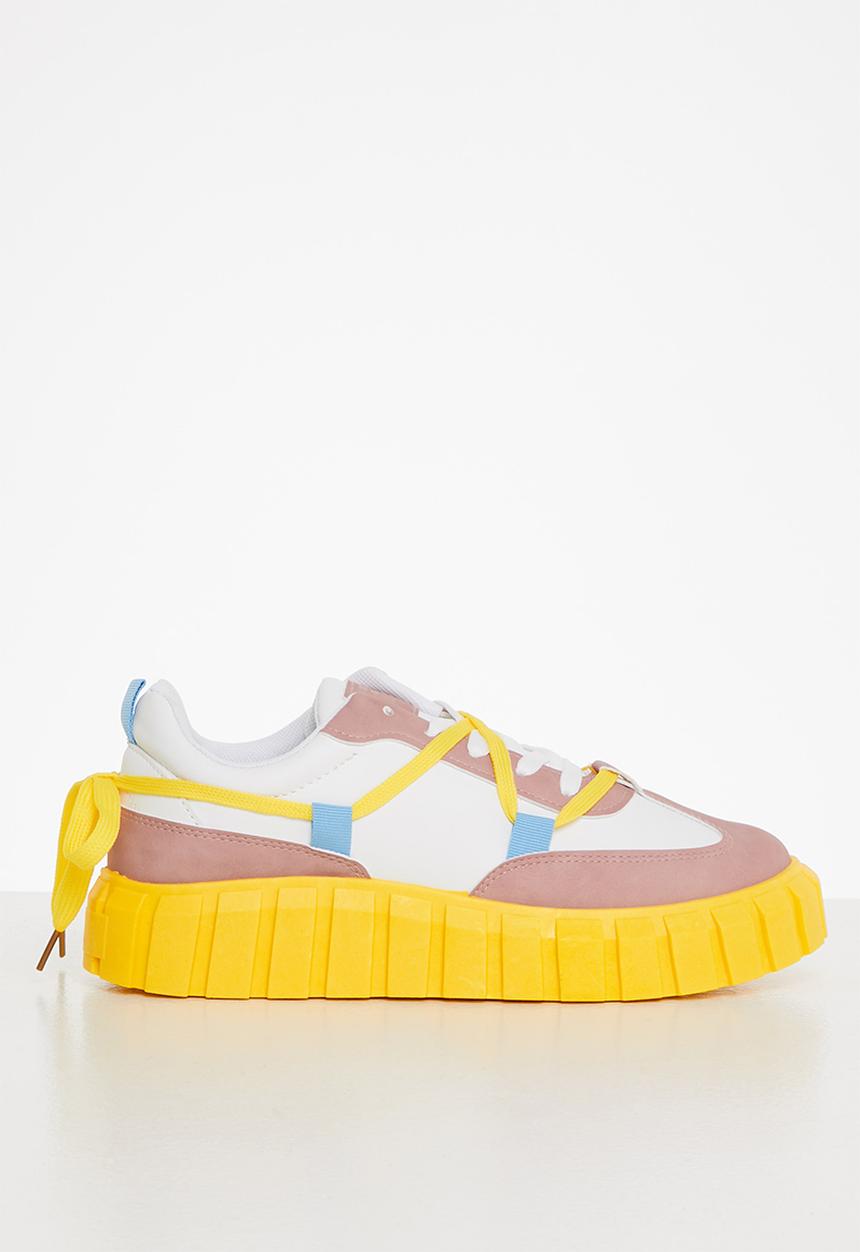 Tom Tom - Chunky sole sneaker - white & mink