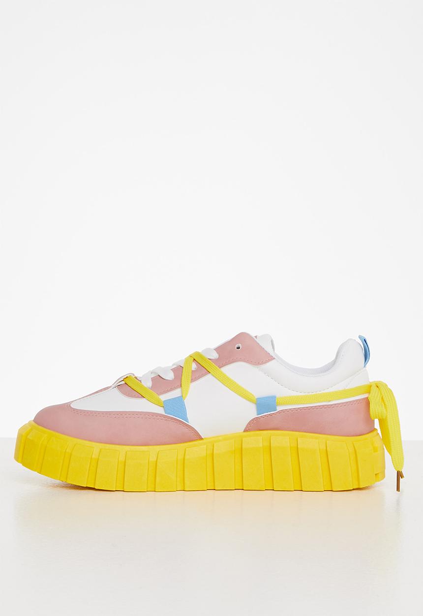 Tom Tom - Chunky sole sneaker - white & mink