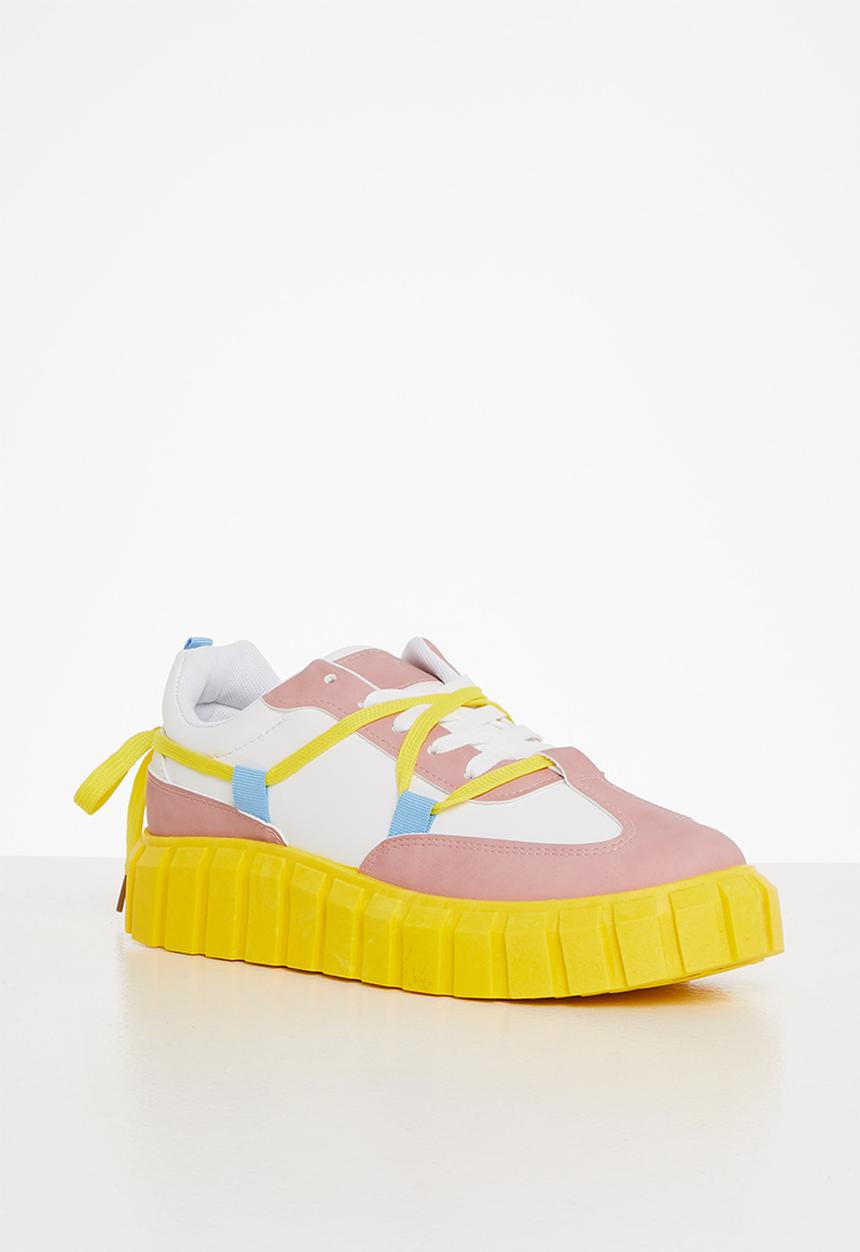 Tom Tom - Chunky sole sneaker - white & mink