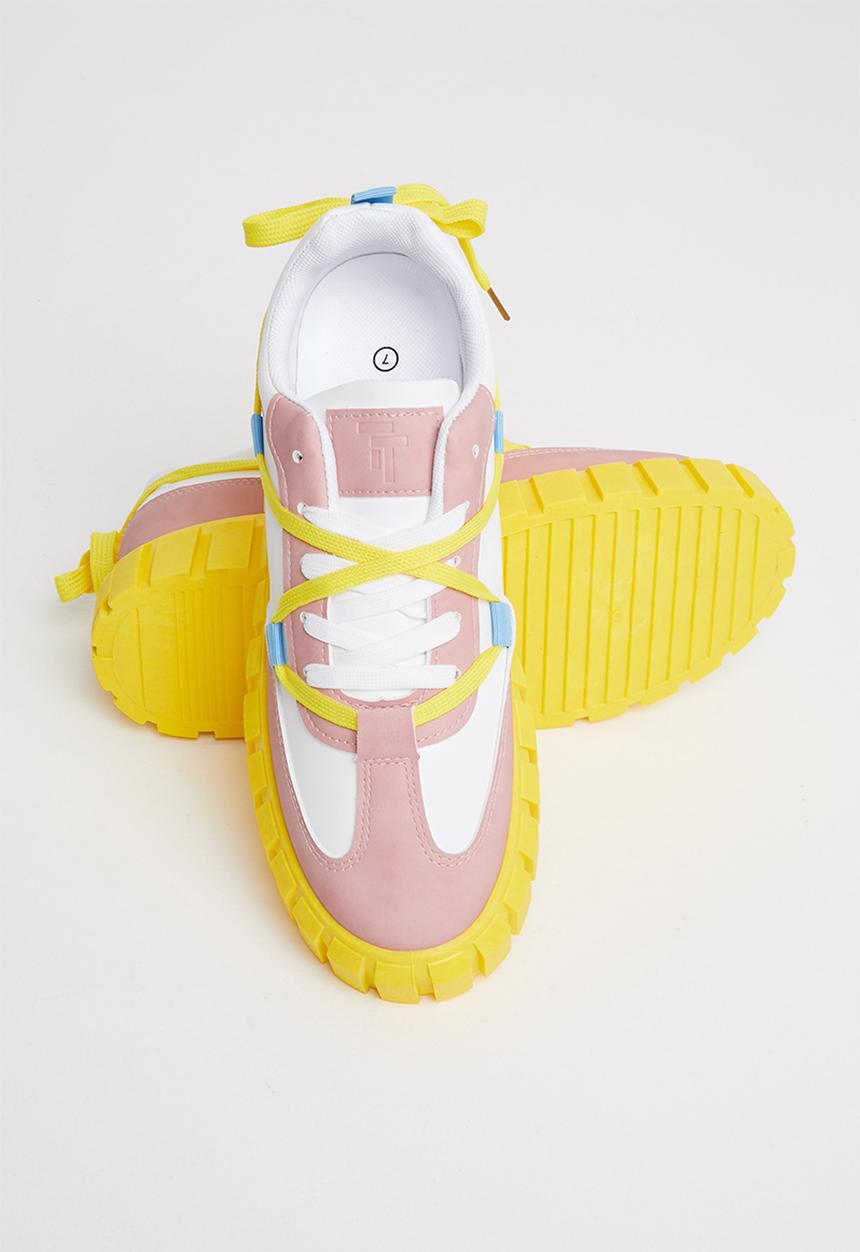 Tom Tom - Chunky sole sneaker - white & mink