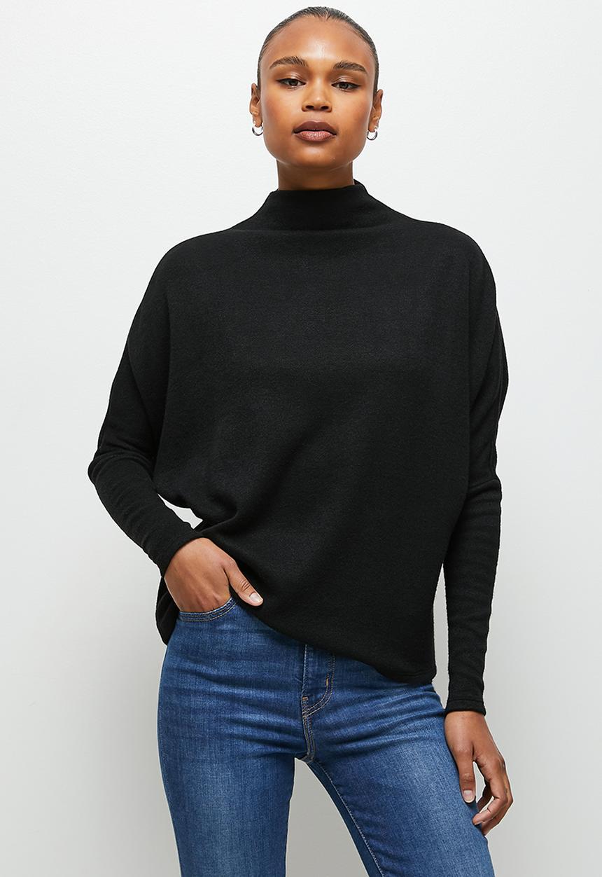 MILLA - Soft touch dolman top - black
